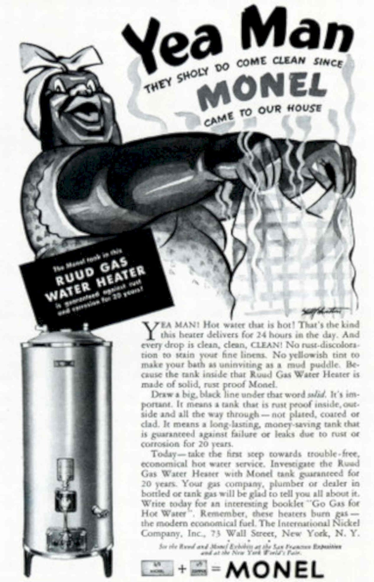 Monel Heater Ruud 1930s Vintage Retro Advert Poster