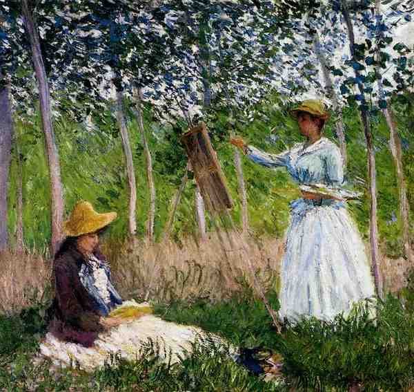 Monet Claude In The Woods At Giverny Blanche Hoschede Monet At Her Easel With Suzzanne Hoschede Reading A4 Photo Print