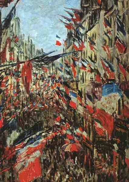 Monet Claude Rue Montargueil With Flags A4 Photo Print
