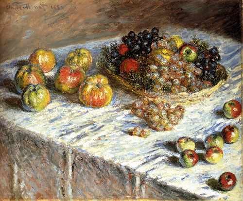 Monet Claude Still Life Apples And Grapes A4 Photo Print