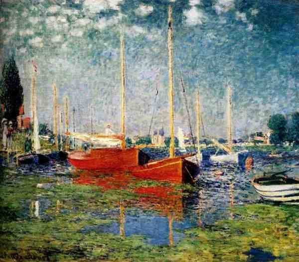 Monet Claude The Red Boats Argenteuil A4 Photo Print