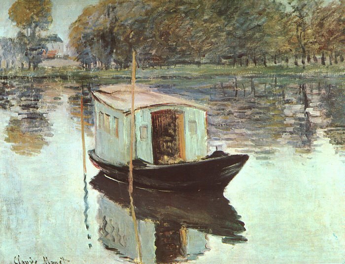 Monet The Studio Boat, 1874. Art A4 Photo Print