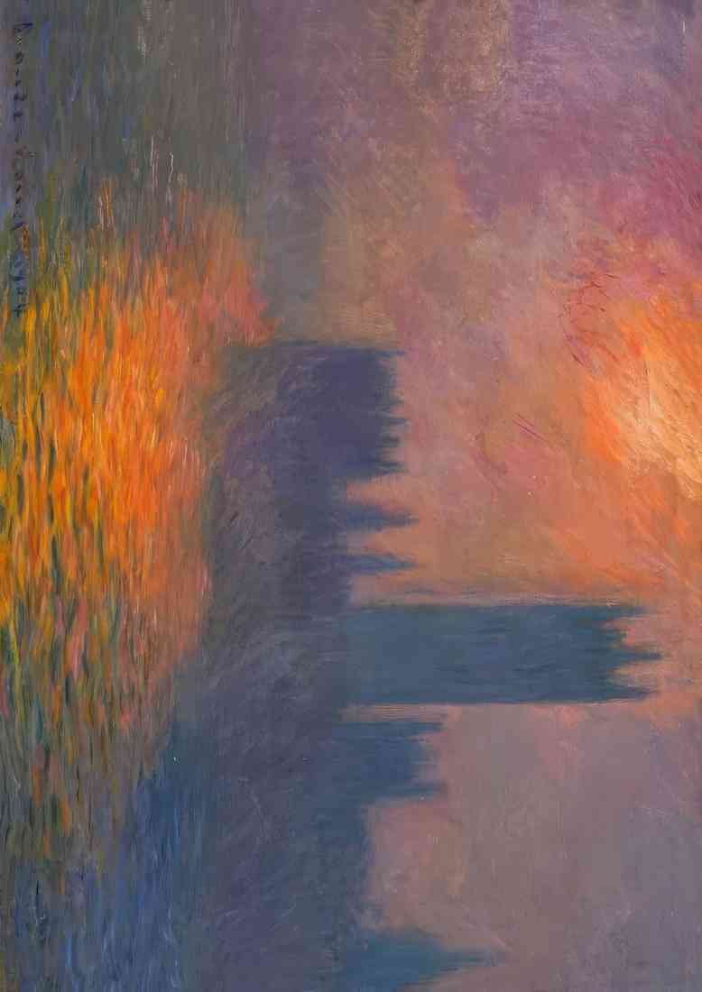 Monet houses of parliament sunset CROP A4 Photo Print