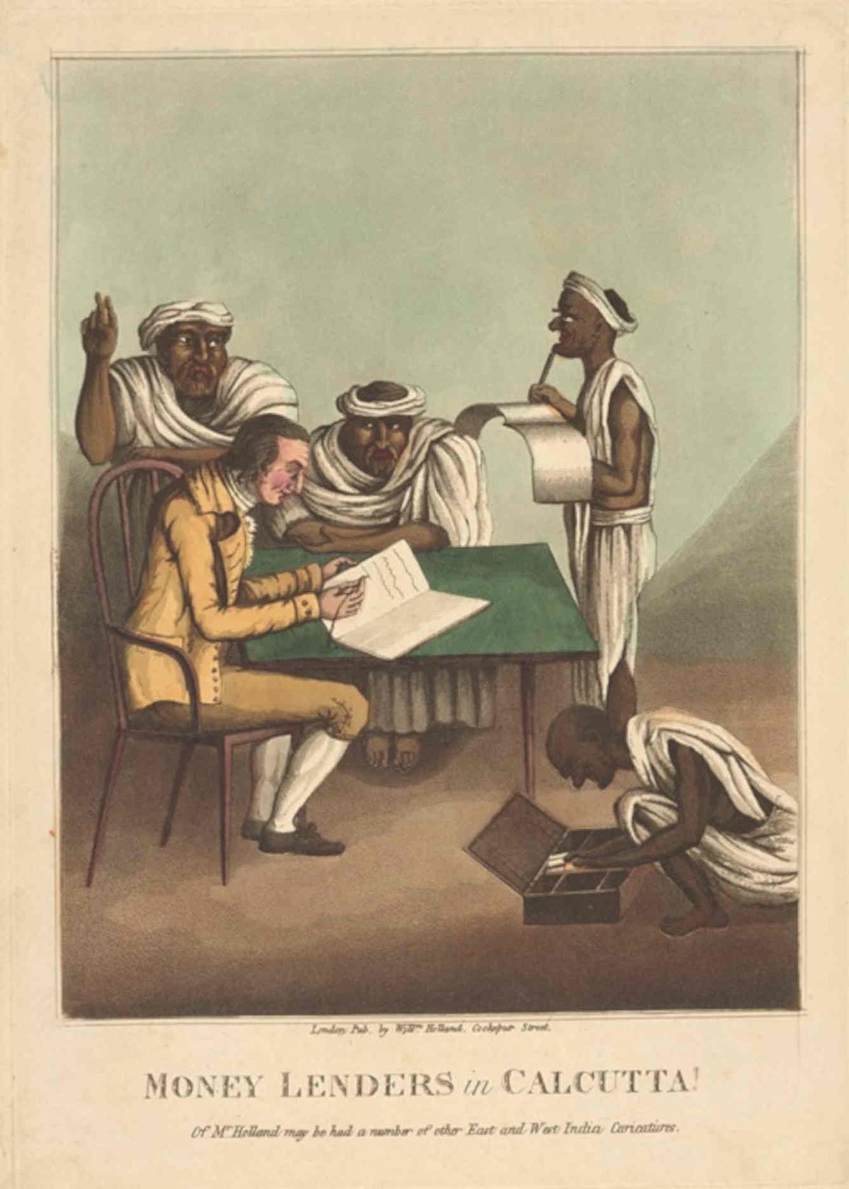 Money Lenders Calcutta GB Cartoon Vintage Retro Advert Poster
