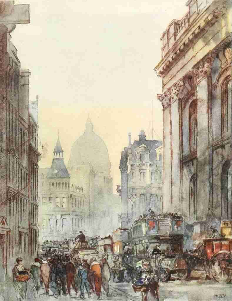Monk William 1863 1937 The International Studio 1920 St Pauls from Cornhill London A4 Photo Print