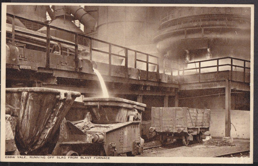 Monmouthshire Ebbw Vale Running Off Slag From Balst Furnace Vintage A4 Photo Print