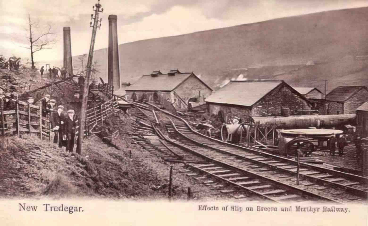 Monmouthshire Tredegar Effect of Slip on Railway Vintage A4 Photo Print