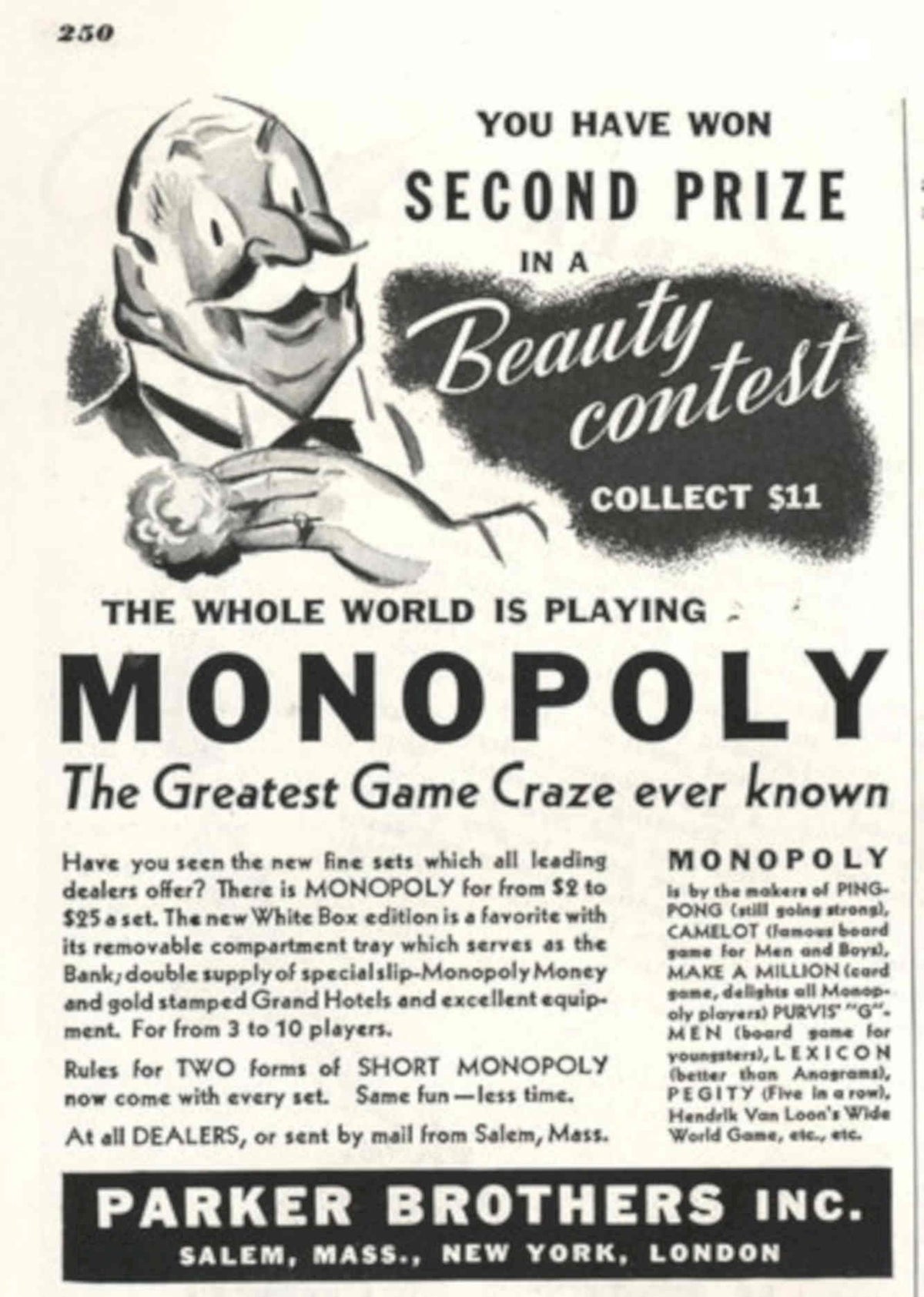 Monopoly Game 1940s 1930s Vintage Retro Advert Poster