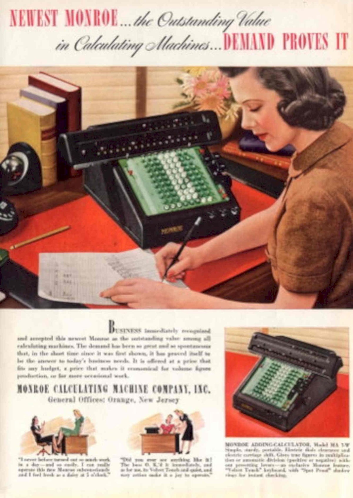 Monroe Calculator 1950s 1950s Vintage Retro Advert Poster