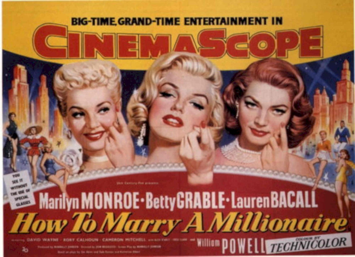 Monroe Grable Bacall 1950s Vintage Retro Advert Poster