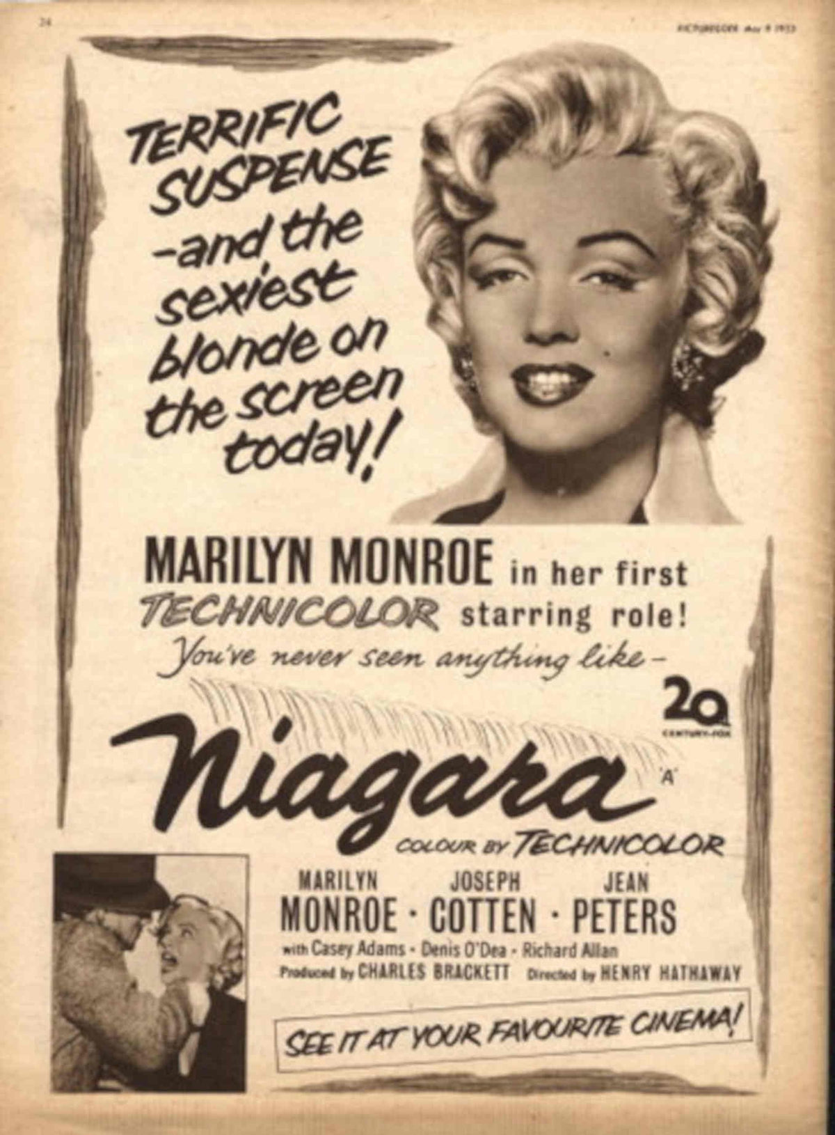 Monroe Niagara Poster 1950s Vintage Retro Advert Poster