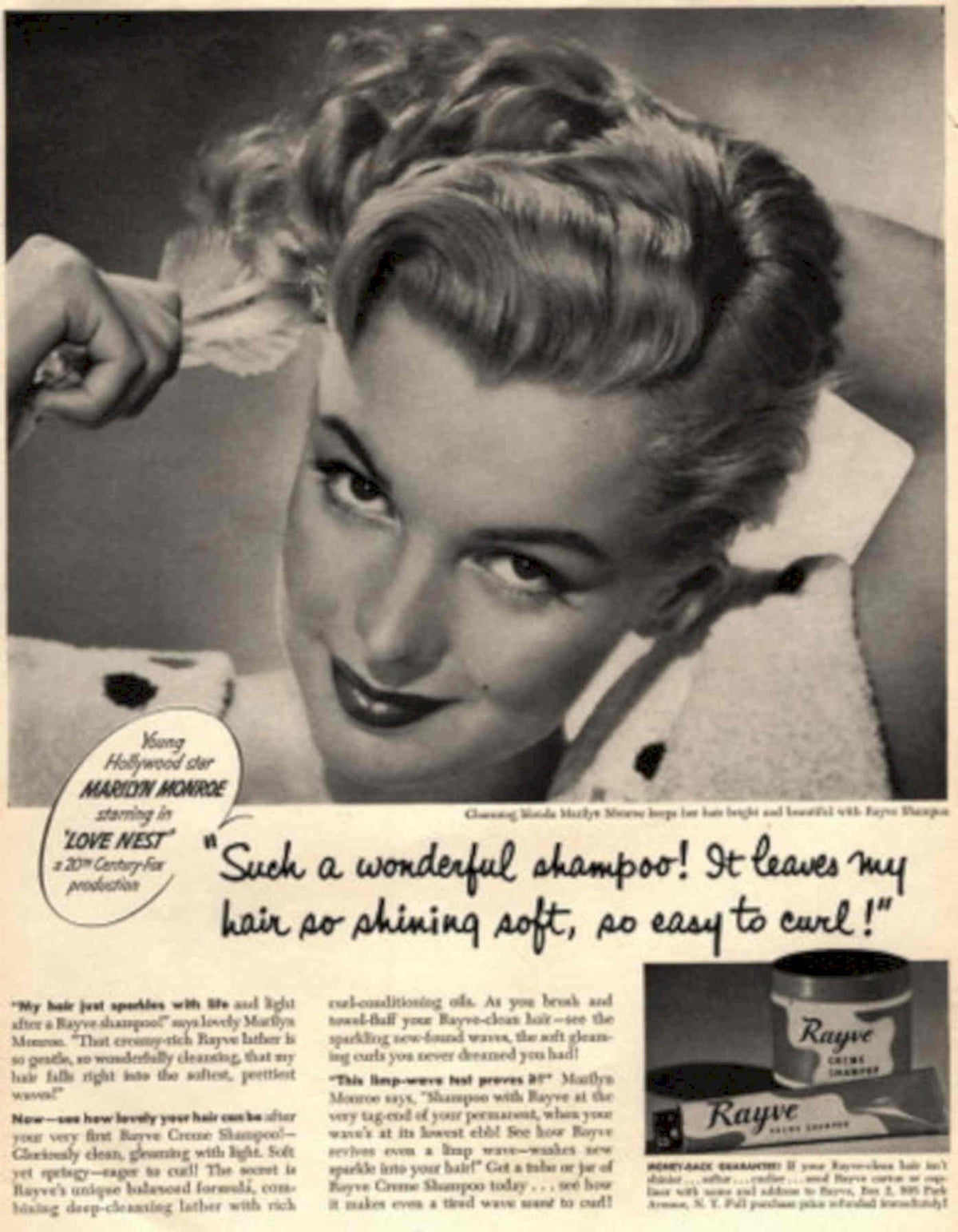 Monroe Shampoo Raye 1950s Vintage Retro Advert Poster