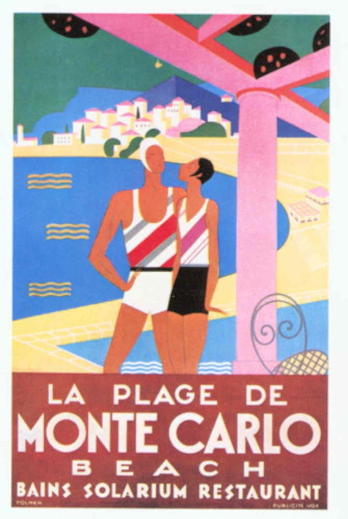 Monte Carlos Beach 1950s Vintage Retro Advert Poster