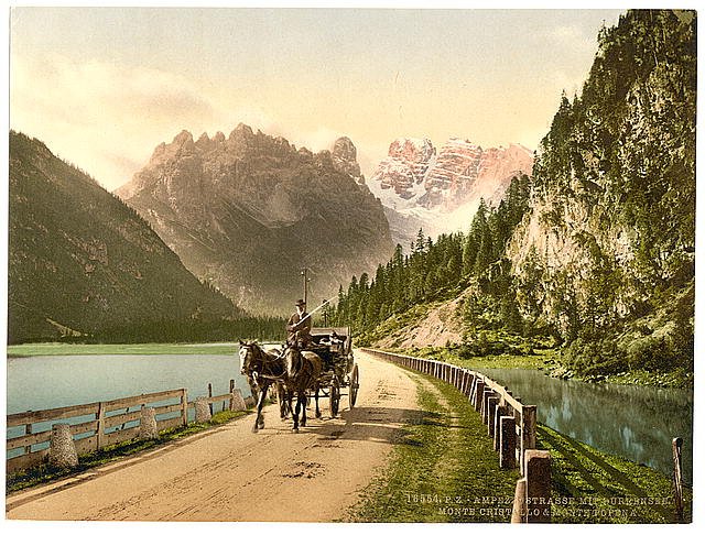 Monte Cristallo & Mont Popena Tyrol Vintage A4 Photo Print