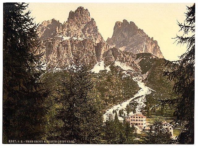 Monte Cristallo with Tre Croci Tyrol Vintage A4 Photo Print