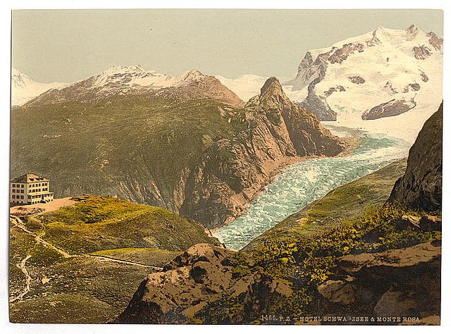 Monte Rosa II Valais Alps of Vintage A4 Photo Print