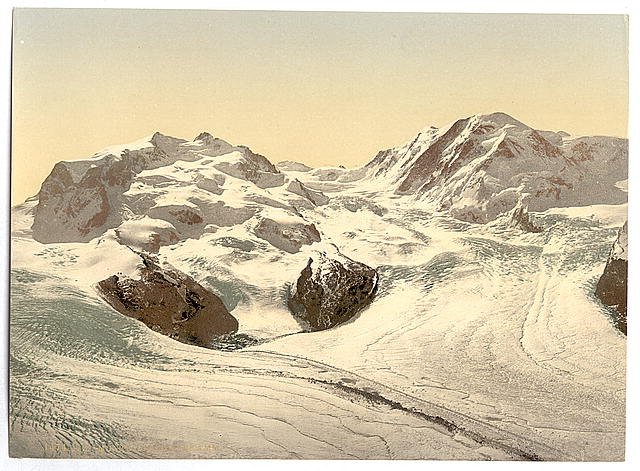 Monte Rosa Lyskamm Valais Alps of Vintage A4 Photo Print