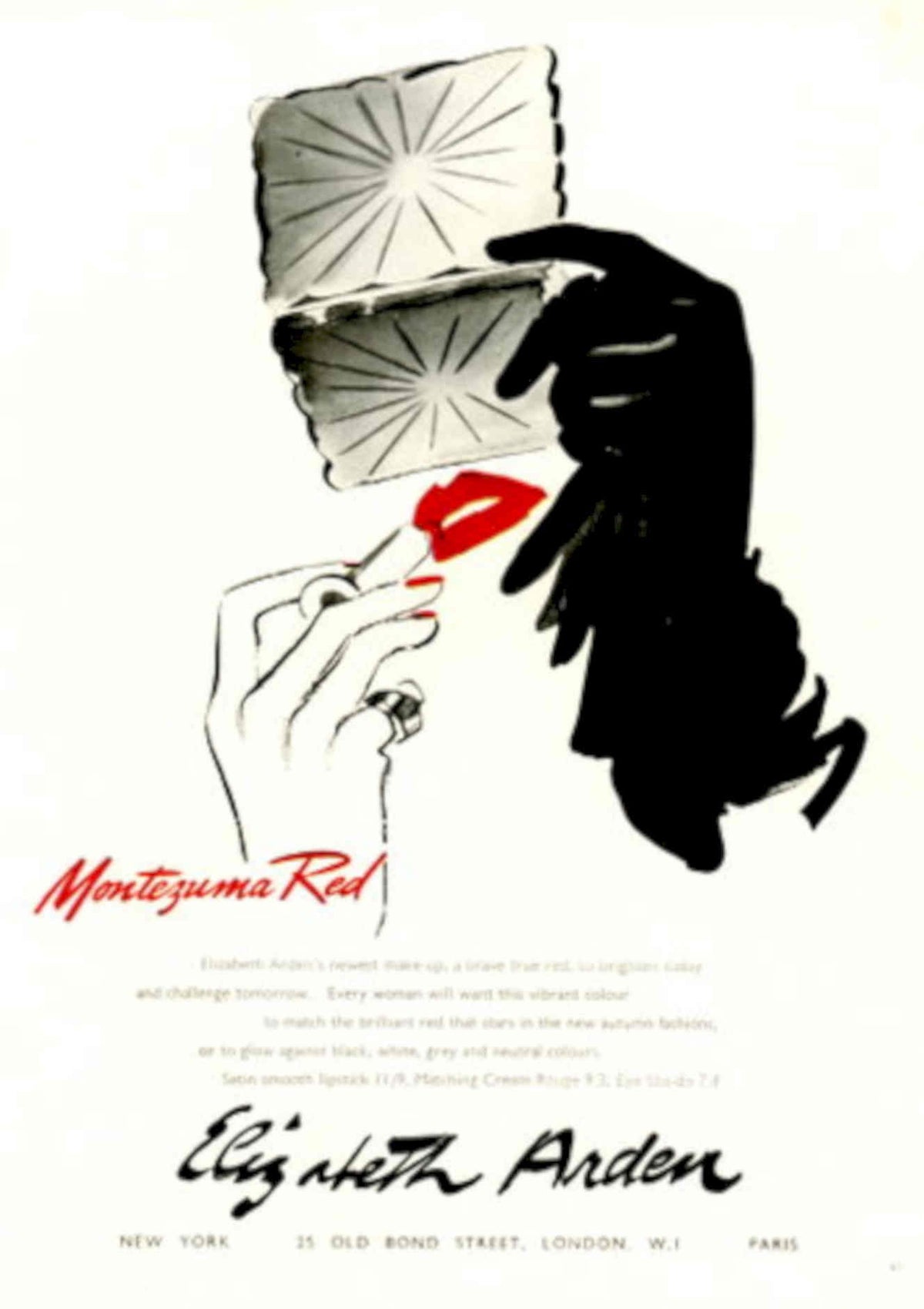 Montezum Red Lipstick 1950s Vintage Retro Advert Poster
