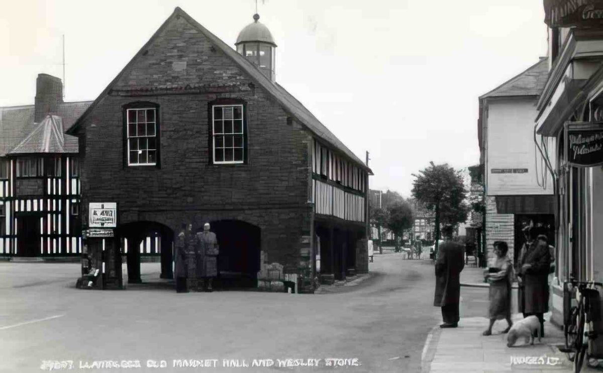 Montgomeryshire Llanidloes Old Market Hall and Wesley Stone Vintage A4 Photo Print
