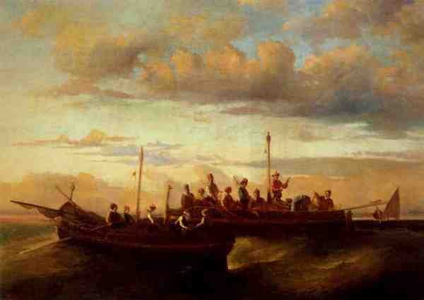Monticelli Adolphe Joseph Thomas Italian Fishing Vessels At Dusk A4 Photo Print