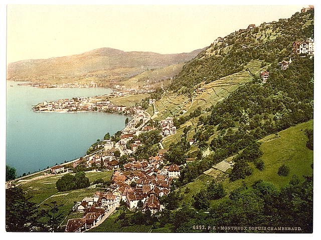 Montreux Geneva Lake Vintage A4 Photo Print