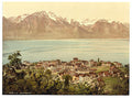 Montreux Savoy Mountains I Geneva Lake Vintage A4 Photo Print