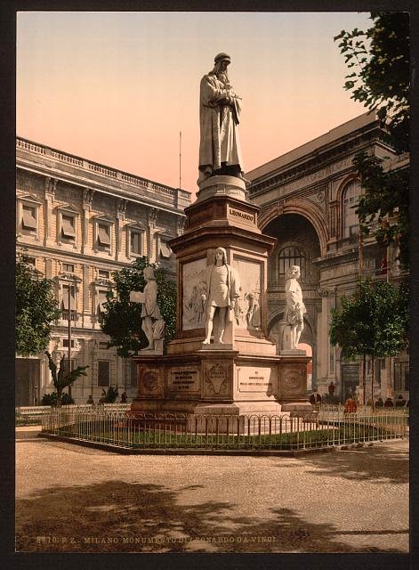 Monument to Leonardo di Vinci Milan Vintage A4 Photo Print