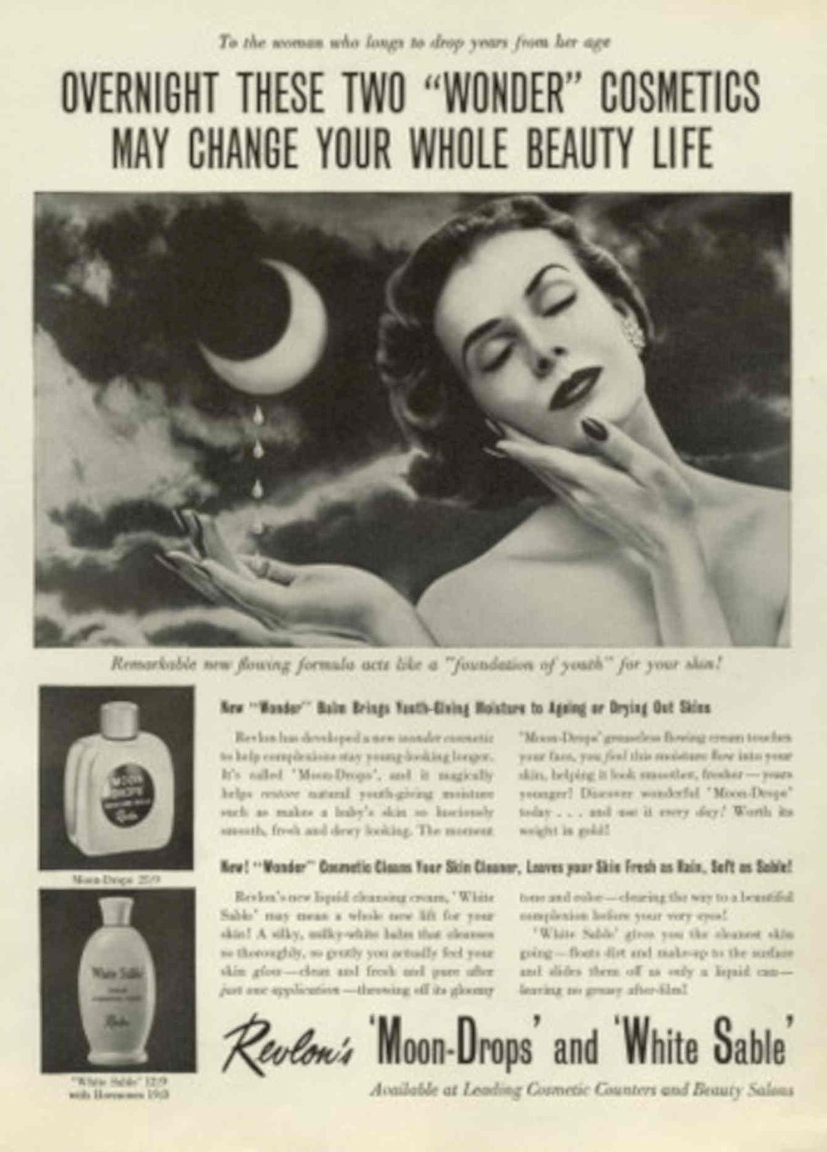 Moon Drops Sable 1930s Vintage Retro Advert Poster