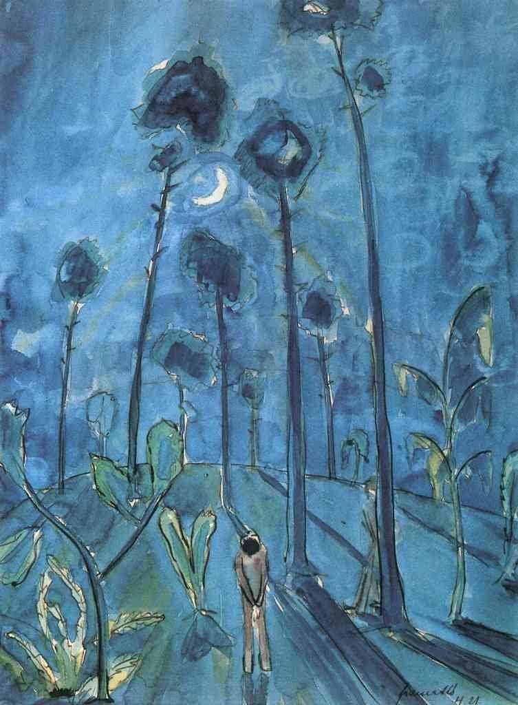 Moon Landscape 2 Figures Walter Gramatte Expressionism A4 Photo Print