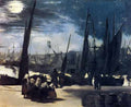 Moonlight Over Bologne Harbor 1869 A4 Photo Print