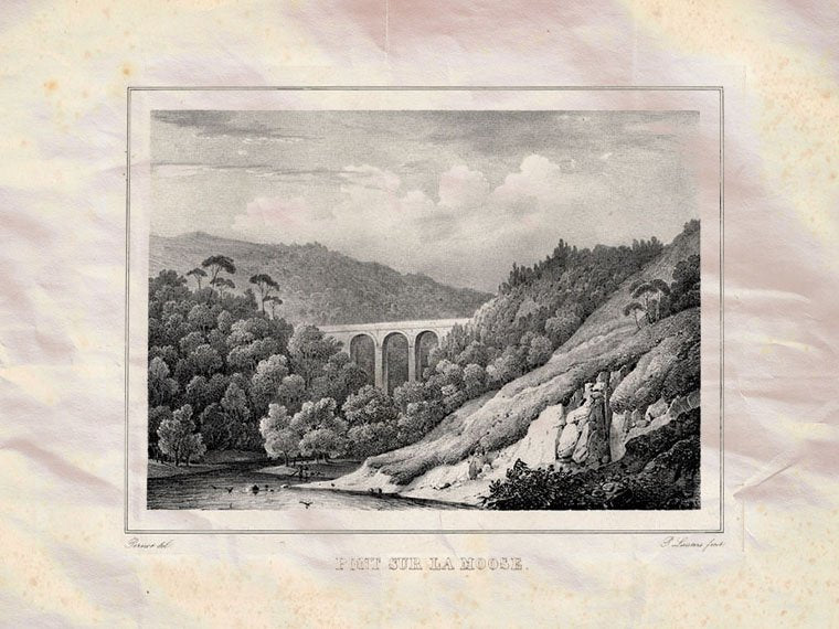 Moose Bridge Lanark Scotland Pernot 1827 Vintage A4 Photo Print