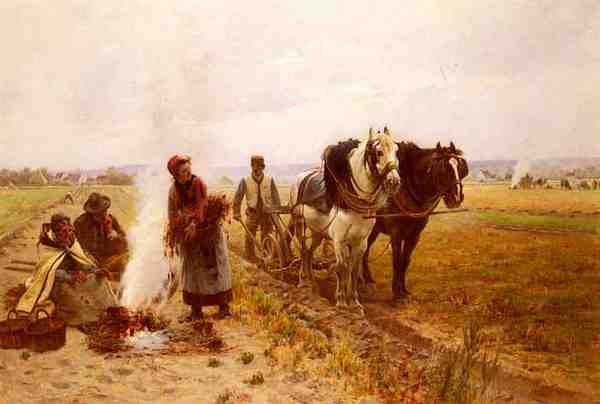 Moreau Adrien Plowing The Fields A4 Photo Print