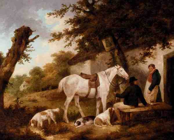 Morland George Travellers Resting Outside The Bell Inn A4 Photo Print