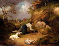 Morland George Two Men Hunting Rabbits With Their Dog A Village Beyond A4 Photo Print