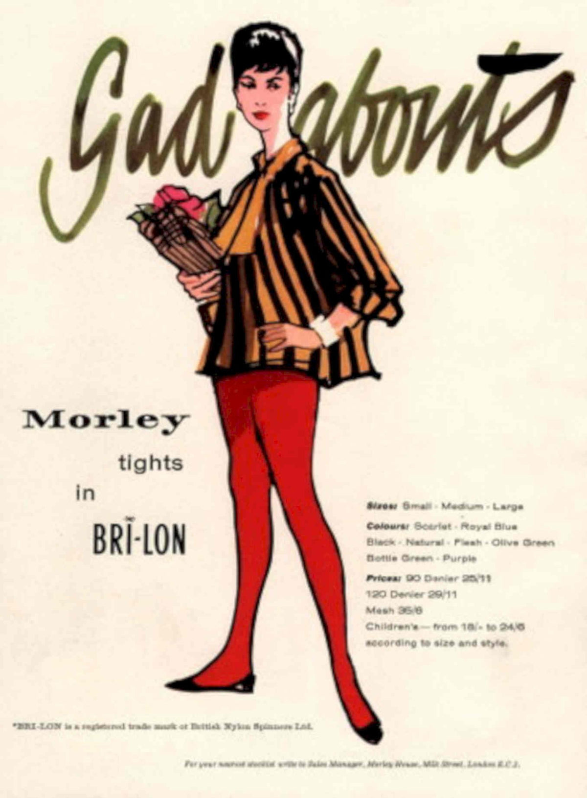 Morley Tights Roses 1950s Vintage Retro Advert Poster