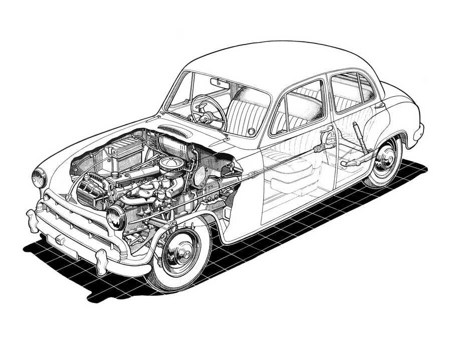 Morris Isis 1955 cutaway A4 Photo Print