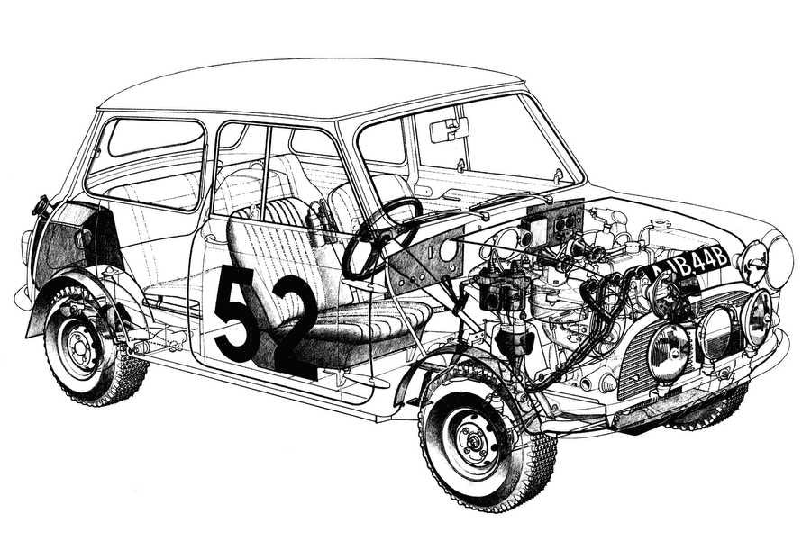 Morris Mini Cooper S Rally cutaway A4 Photo Print