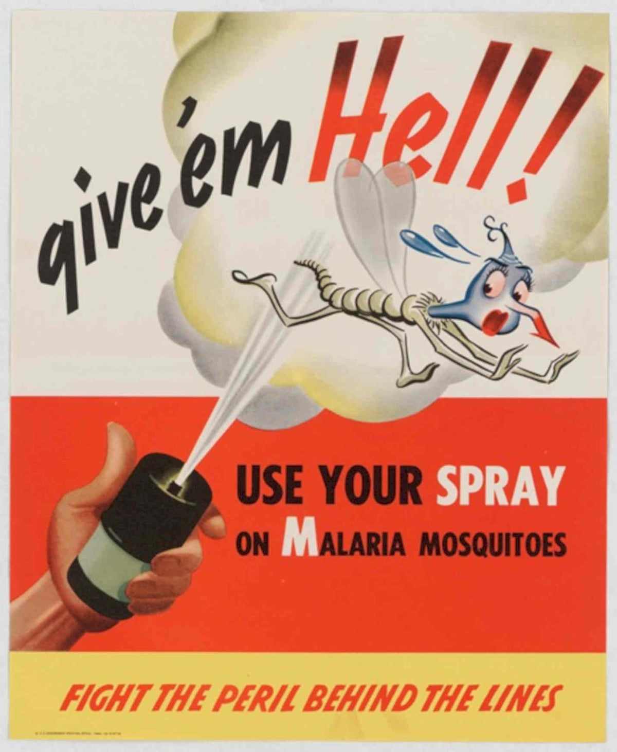 Mosquito Spray Hell American World War II Advert Poster