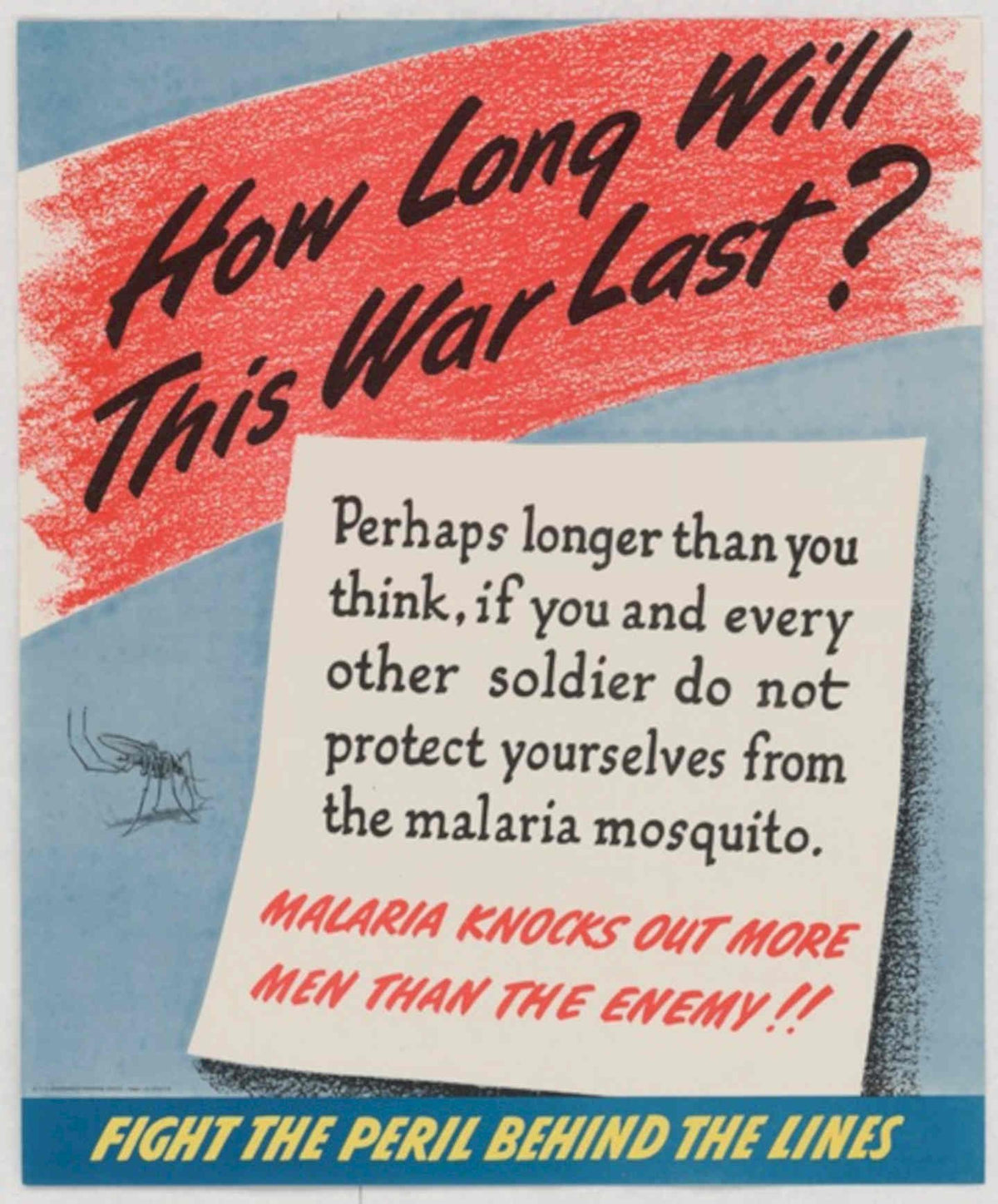 Mosquito War Malaria American World War II Advert Poster
