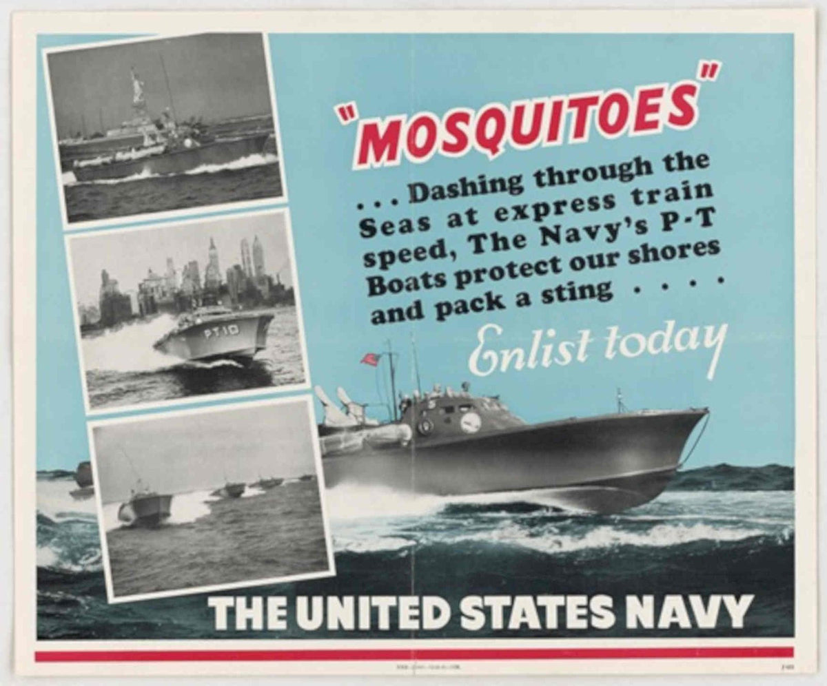 Mosquitoes Pt Boats American World War II Advert Poster