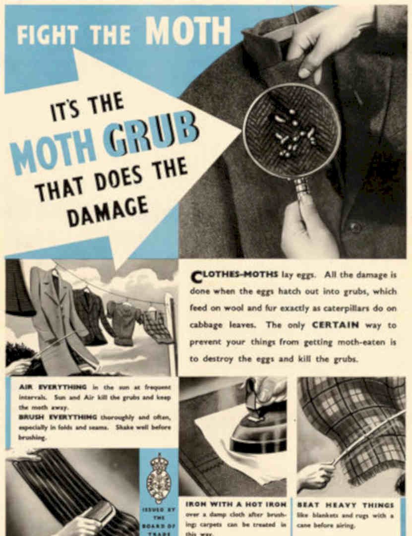Moth Textile Damage Vintage Retro Advert Poster A4 Photo Print