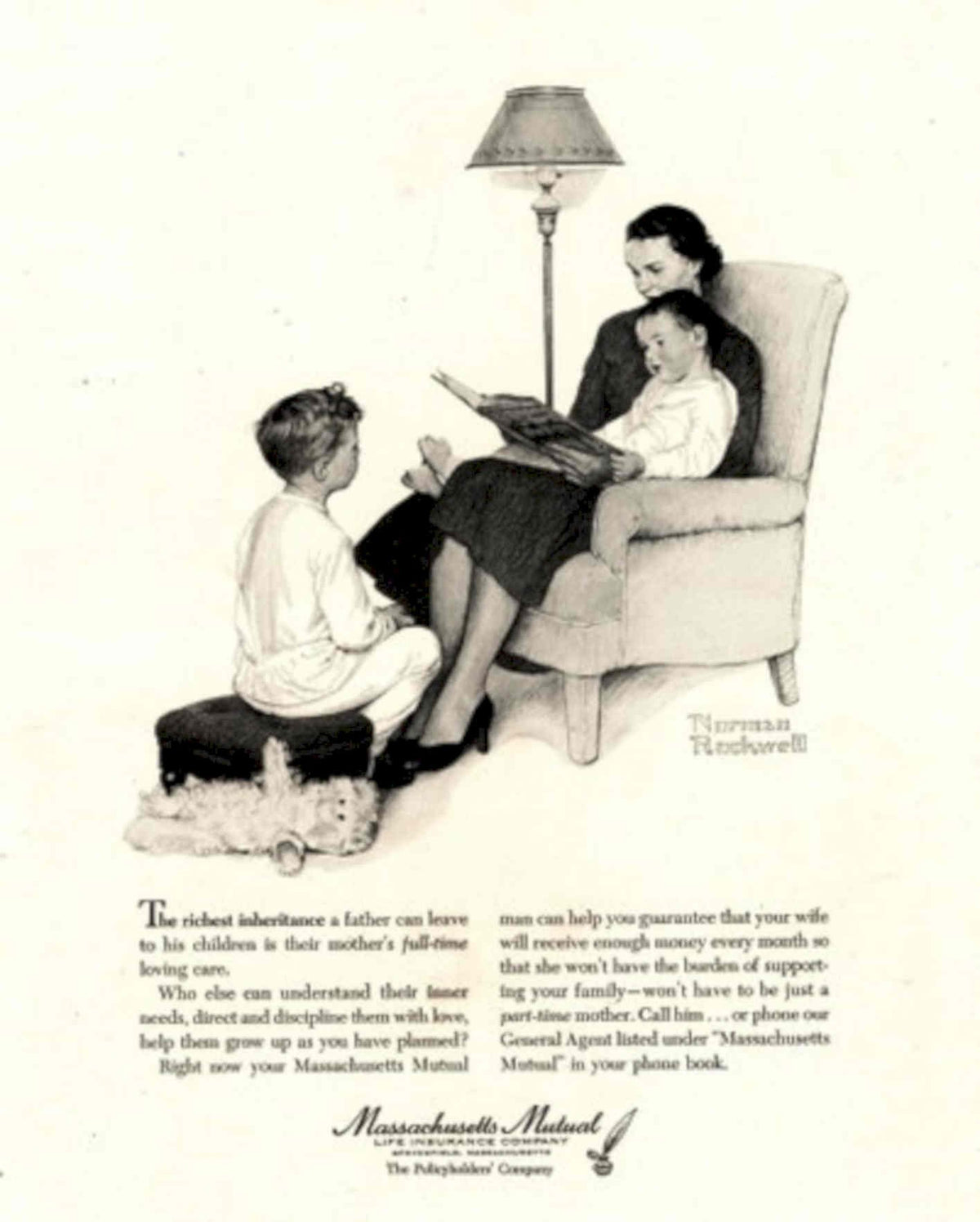 Mother Child Reading 1950s Vintage Retro Advert Poster