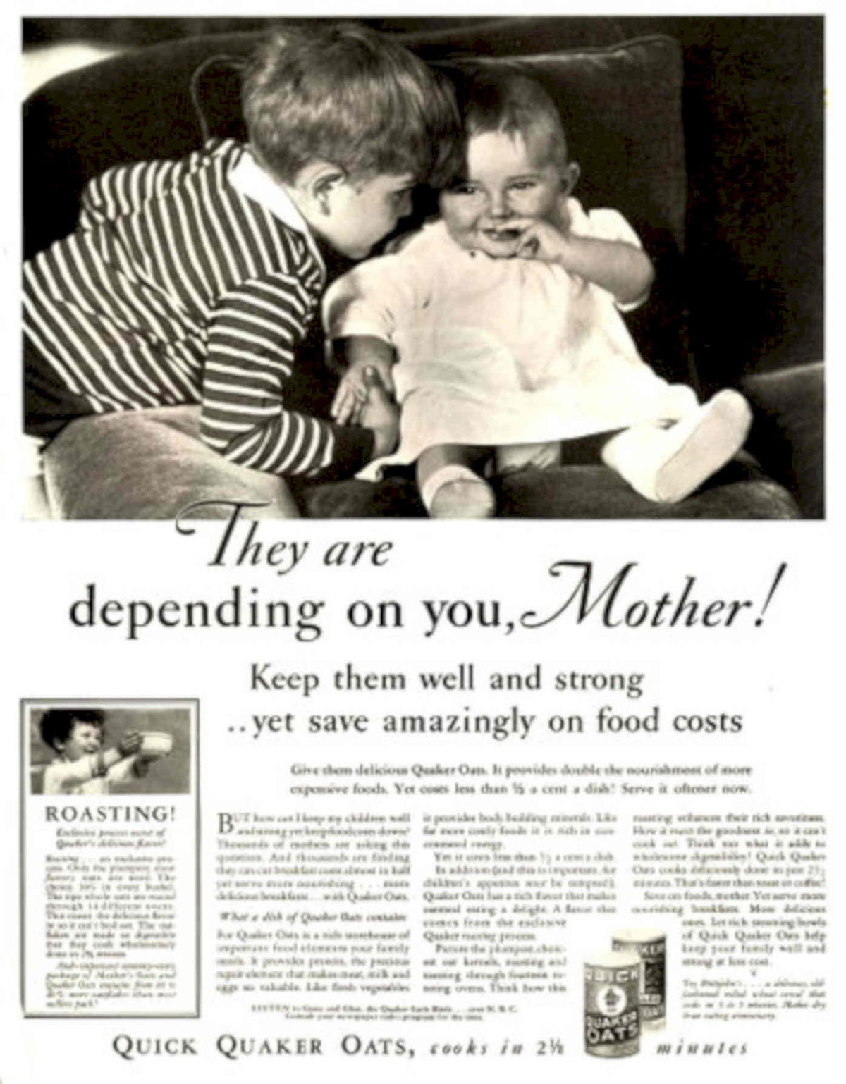 Mother Oats Children 1930s Vintage Retro Advert Poster