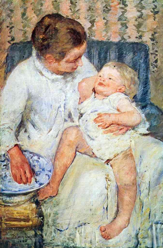 Mother Washing The Tired Child Cassatt A4 Photo Print