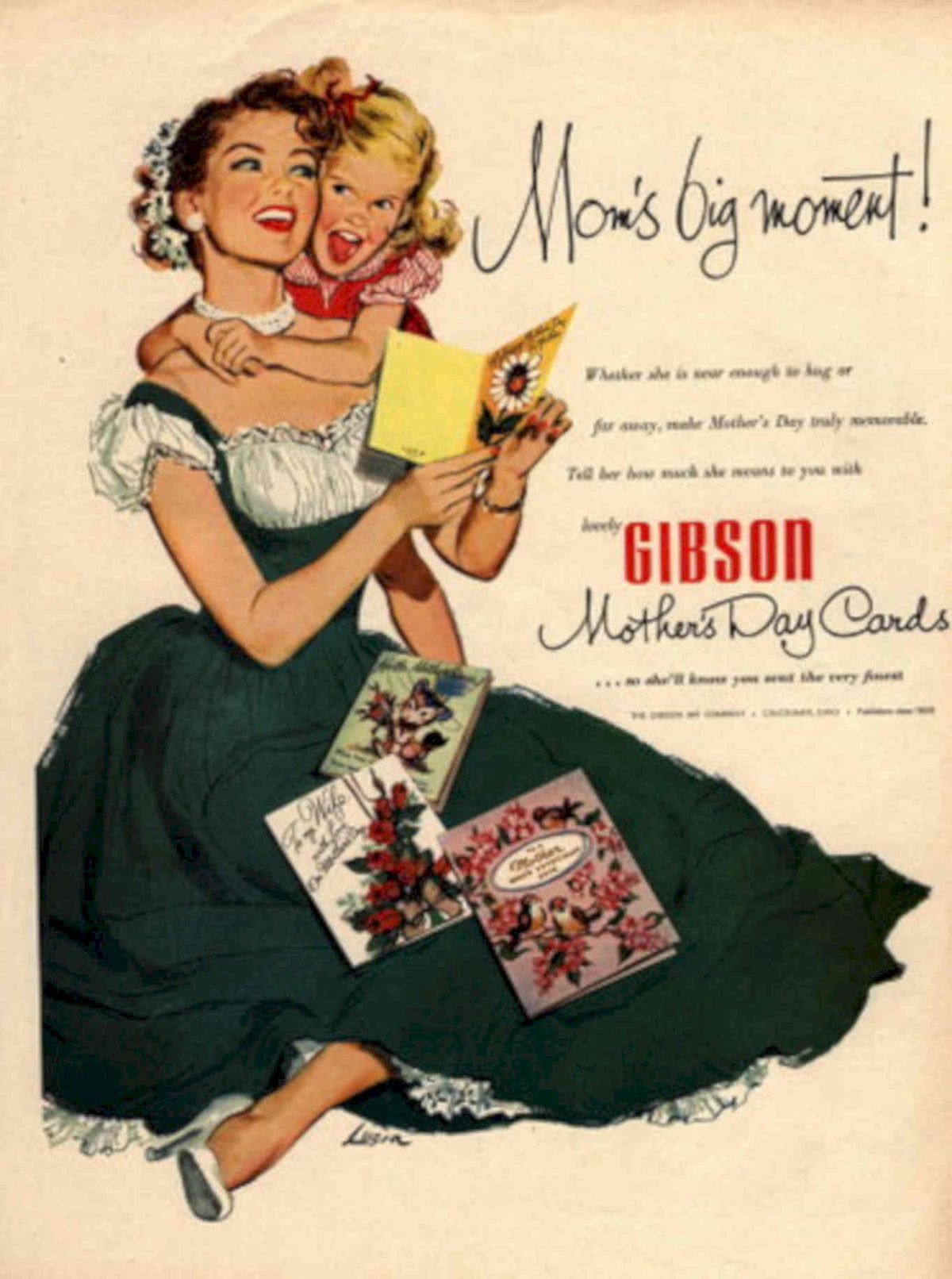 Mothers Day Cards 1940s Vintage Retro Advert Poster
