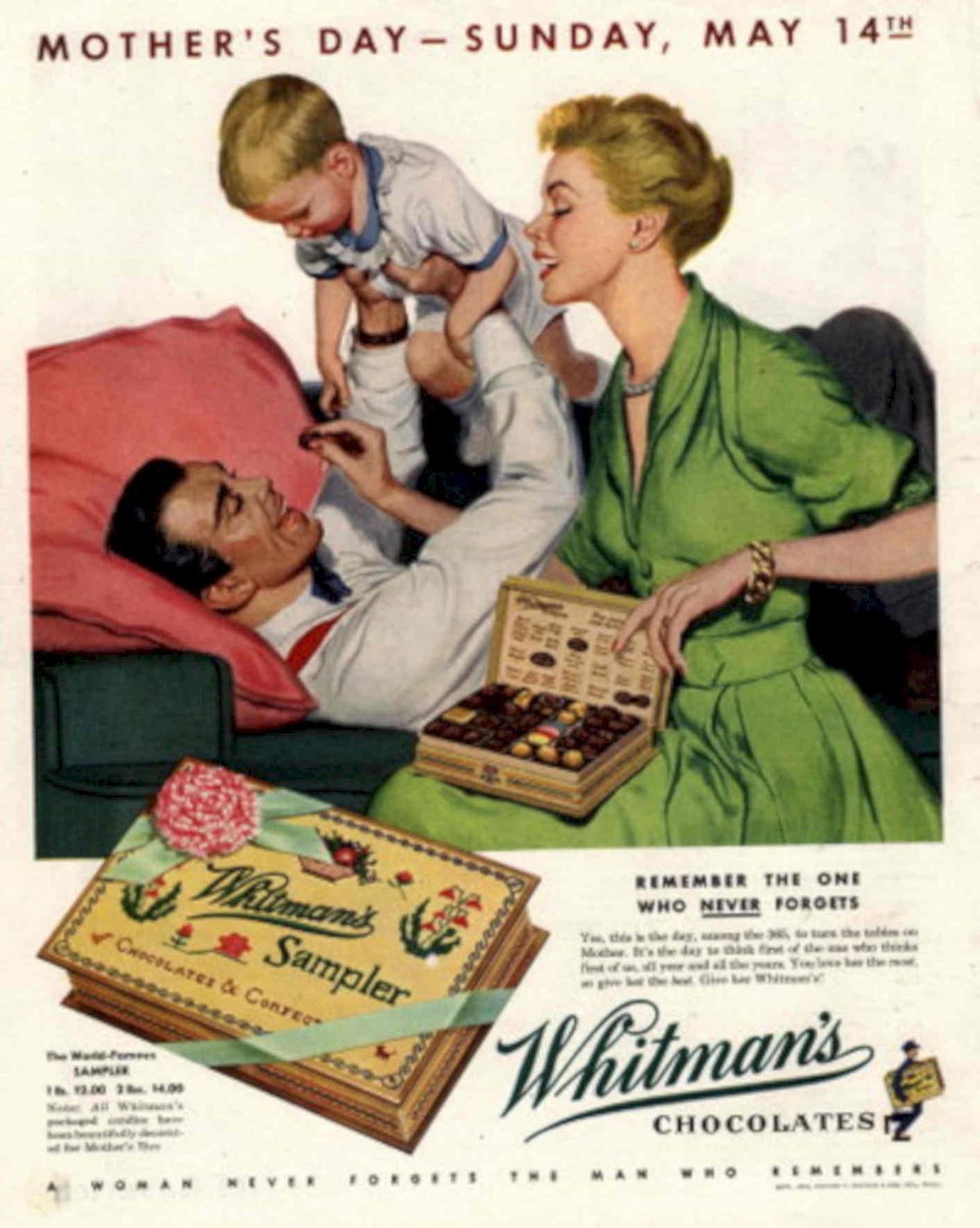 Mothers Day Chocolates 1950s Vintage Retro Advert Poster