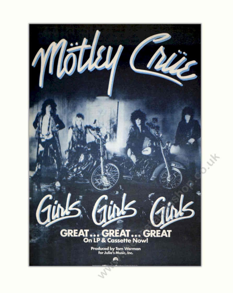 Motley Crue Girls Vintage Retro Advert Poster A4 Photo Print