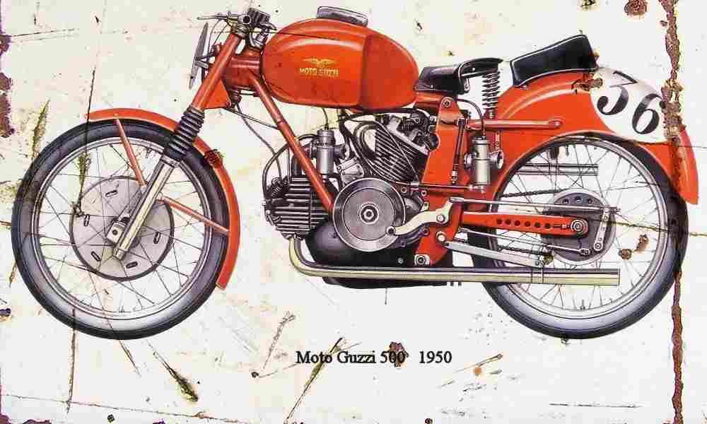 MotoGuzzi 500 1950 Aged Vintage A4 Photo Print