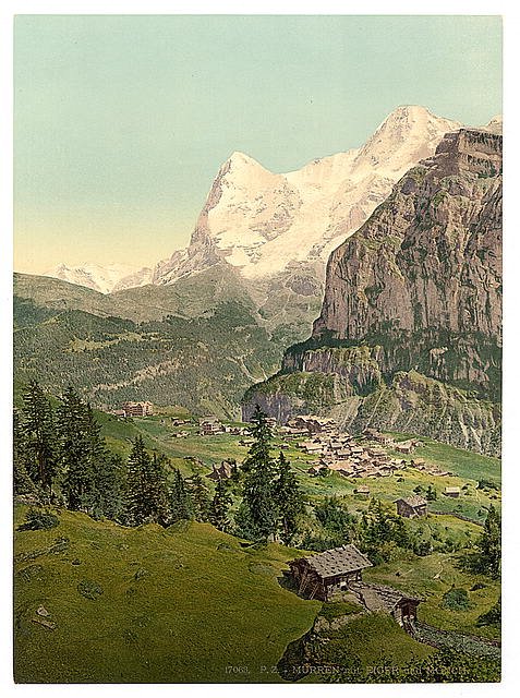 Mount Eiger and Monch Murren Bernese Oberland Vintage A4 Photo Print