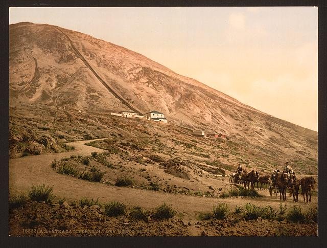 Mount Vesuvius road and railroad Naples Vintage A4 Photo Print